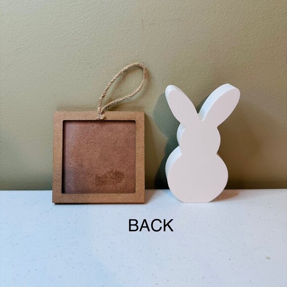 SPRING HAS SPRUNG small wood sign AND Easter Bunny springtime tiered tray decor - Picture 4 of 15